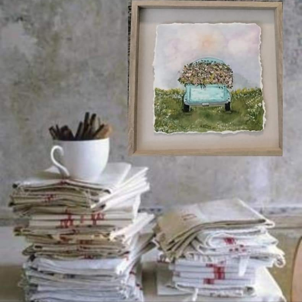 Farmhouse inspired Original watercolor painting.